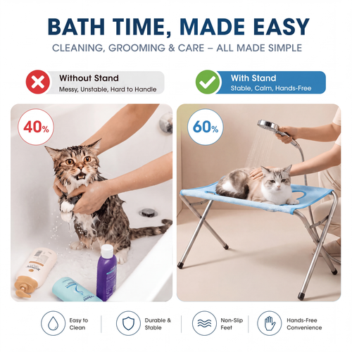 WetPawsly® Foldable Pet Grooming Hammock Stand for Cats & Dogs
