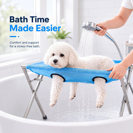 WetPawsly® Foldable Pet Grooming Hammock Stand for Cats & Dogs