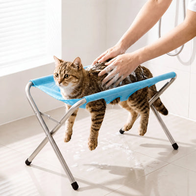 WetPawsly® Foldable Pet Grooming Hammock Stand for Cats & Dogs